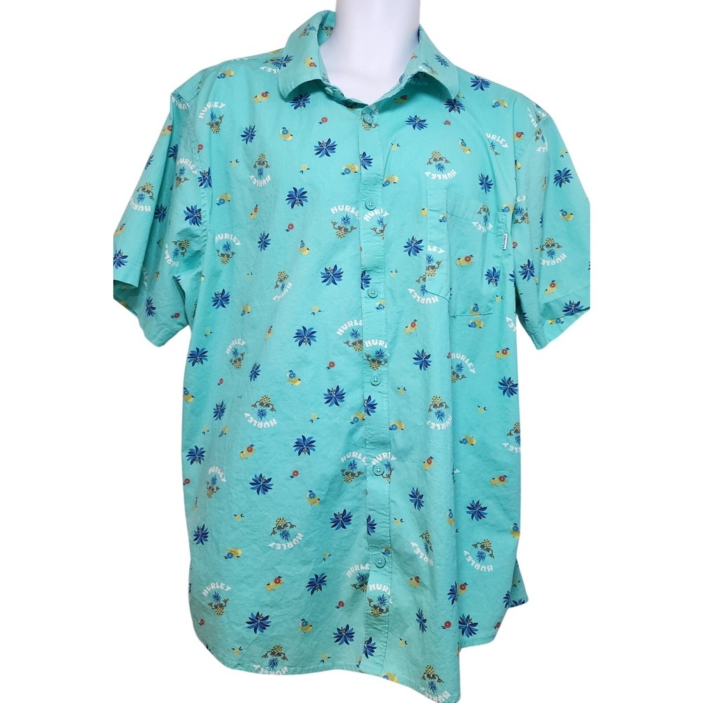 Hurley Stretch Fit‎ Tropical Print Button Up Shirt Size XXL